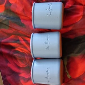 3 piece La Fermiere DIP glazed terra cotta yogurt cups. Very Nice Set